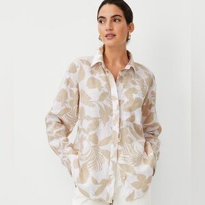 NWT Ann Taylor Tropical Linen Oversized Shirt Casual Resortwear Vacation Women S